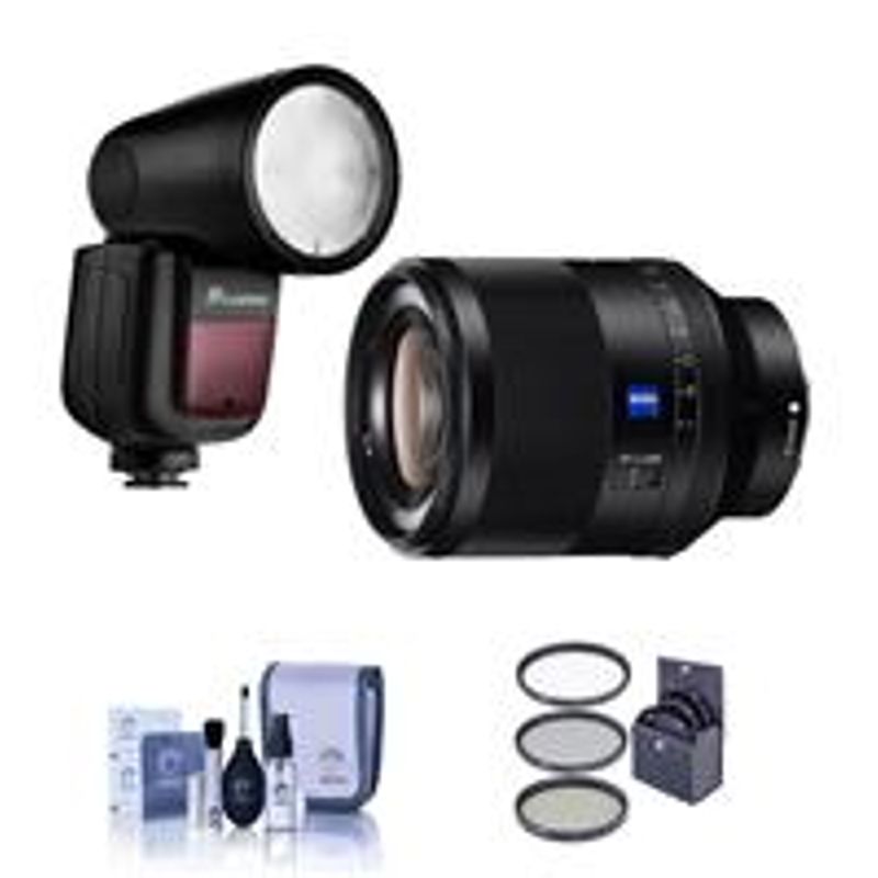 Sony Planar T* FE 50mm F1.4 ZA Lens - Bundle With Flashpoint Zoom Li-on X R2 TTL On-Camera Round Flash Speedlight, 77mm Filter Kit,...