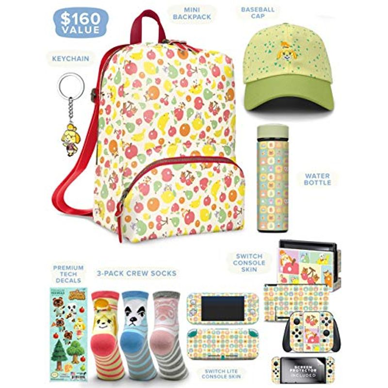 Controller Gear Official Nintendo Animal Crossing: New Horizons Merch Collectors Gift Set - Mini Backpack, Switch + Switch Lite Skins,...