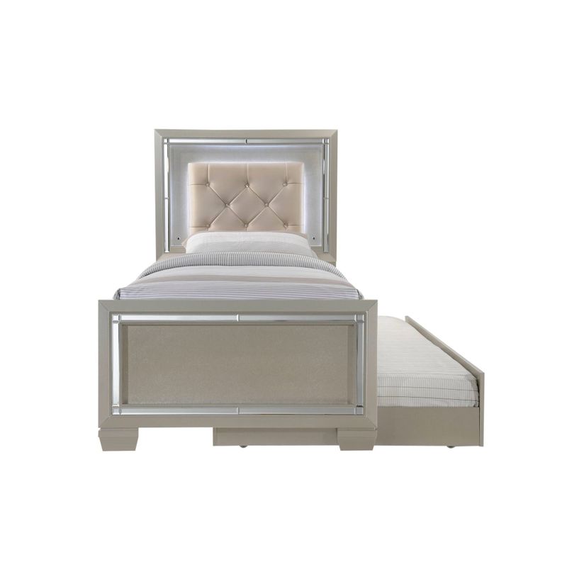 Silver Orchid Odette Glamour Youth Twin Platform w/ Trundle 6-piece Bedroom Set - Champagne