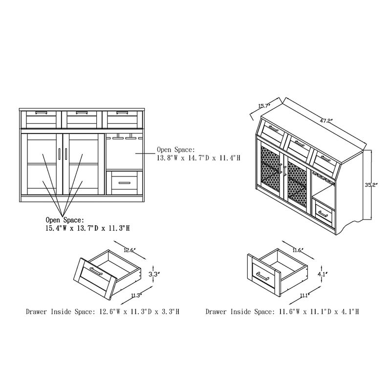 Furniture of America - Wenoga Industrial Multi-Storage Buffet/Server - Vintage Walnut