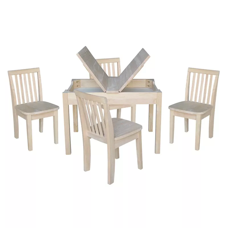 Kids Lift Top Table and Chair Set - Unfinished - 5 Piece Set