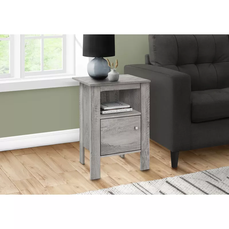 Accent Table/ Side/ End/ Nightstand/ Lamp/ Storage/ Living Room/ Bedroom/ Laminate/ Grey/ Transitional