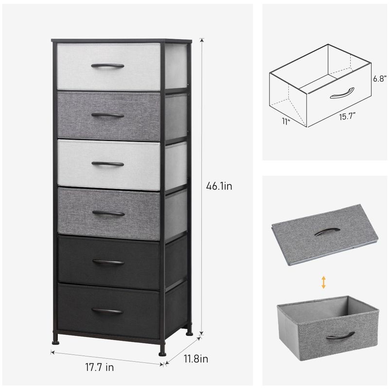 Pellebant 6 Drawers Vertical Storage Tower - Light Gray - 6-drawer