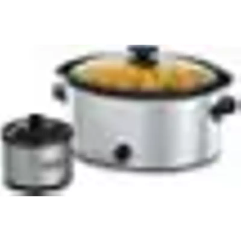 Bella - 5-qt. Slow Cooker with Dipper - Stainless Steel