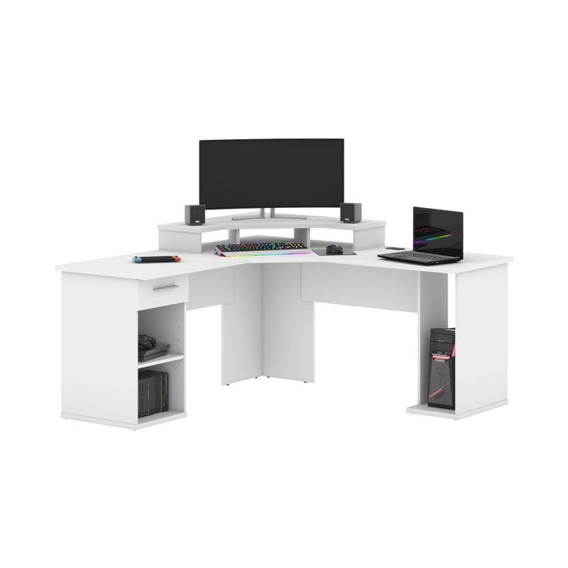 Rent To Own Bestar Hampton 66W L-Shaped Corner Gaming Desk - White ...