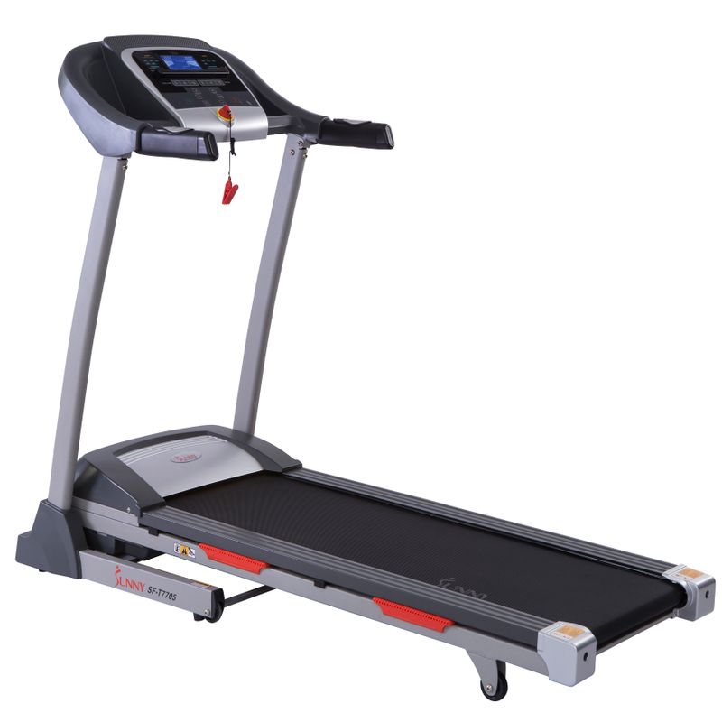 Sunny Health & Fitness Portable Treadmill with Auto Incline, LCD, Smart APP and Shock Absorber - SF-T7705