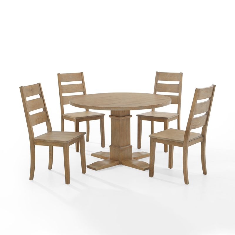 Joanna 5Pc Round Dining Set - 104"W x 104"D x 39.13"H - Rustic Brown