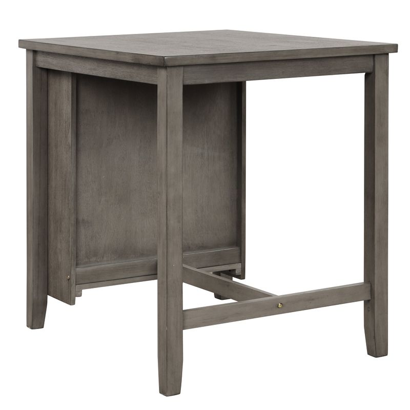 3 Piece Square Storage Shelf Dining Table with Padded Stools - Grey