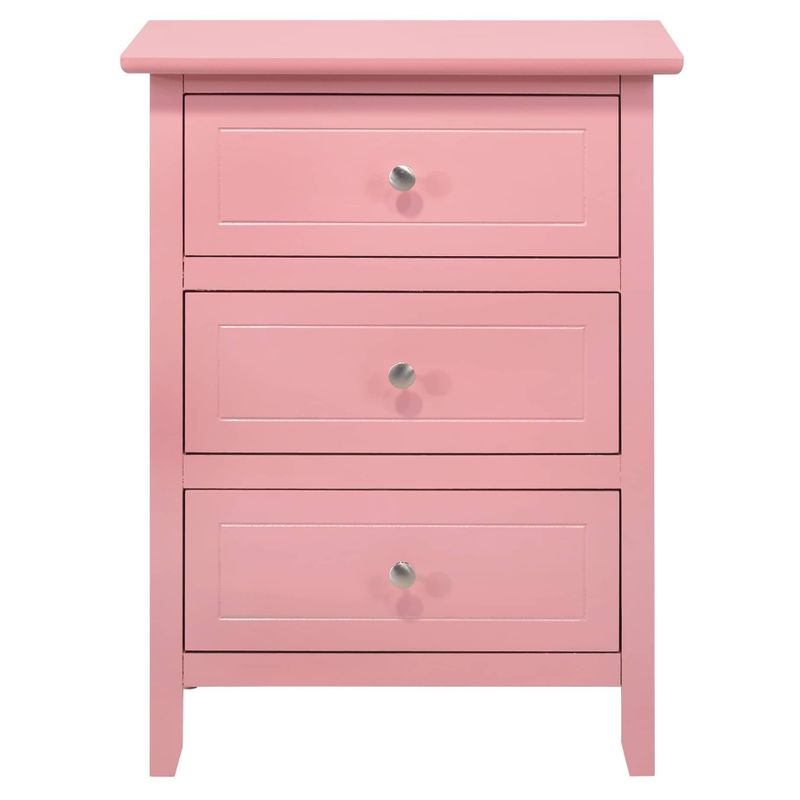 Daniel 3-drawer Transitional Wooden Nightstand - Pink