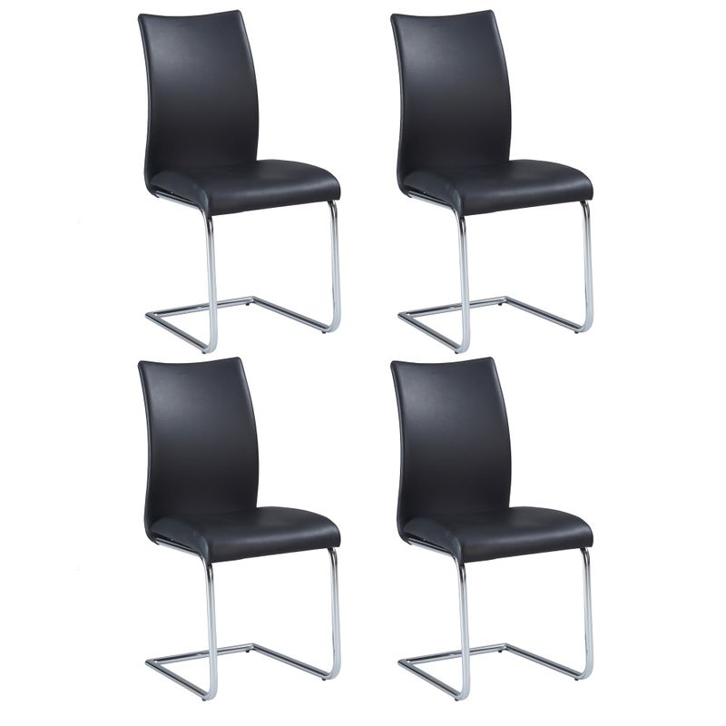 Somette Lillian Gloss White 5-Piece Dining Set with Black Chairs - Black