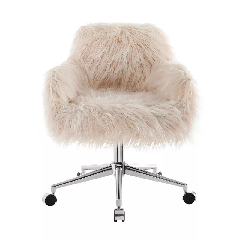 Ferdon Faux Fur Office Chair Pink