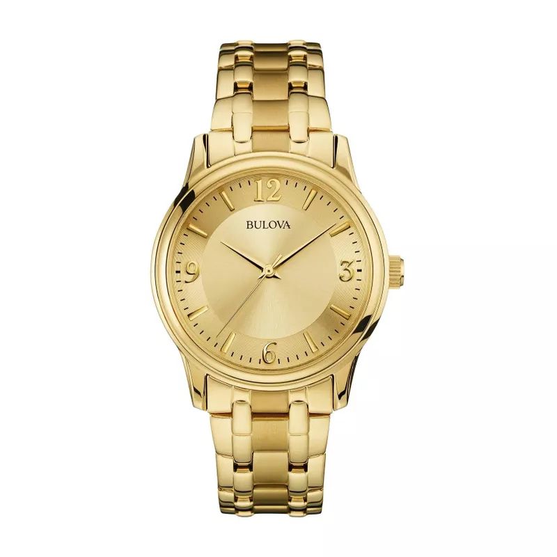 Bulova - Mens Corporate Collection Gold-Tone Stainless Steel Watch Gold Dial