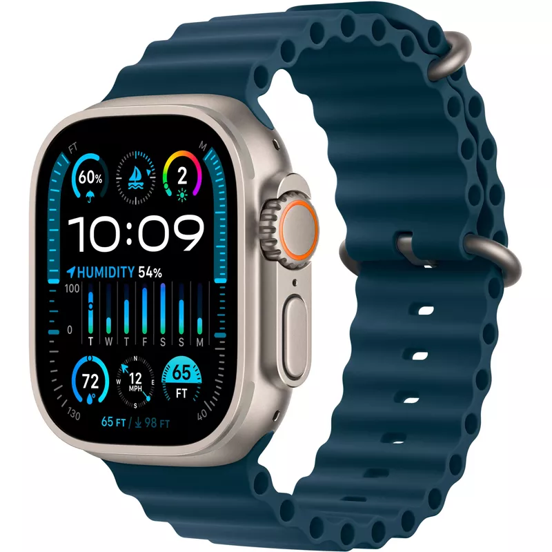 Apple Watch Ultra 2 (GPS + Cellular) 49mm Titanium Case with Blue Ocean Band with Blood Oxygen - Titanium