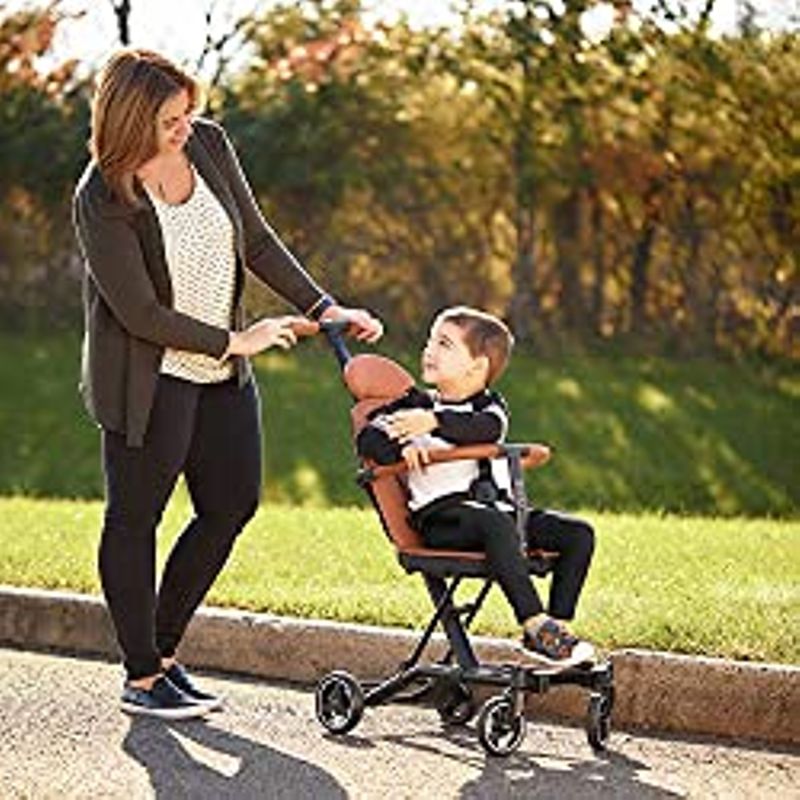 Evolur Cruise Rider Stroller with Canopy, Lightweight Umbrella Stroller with Compact Fold, Easy to Carry Travel Stroller - Cognac