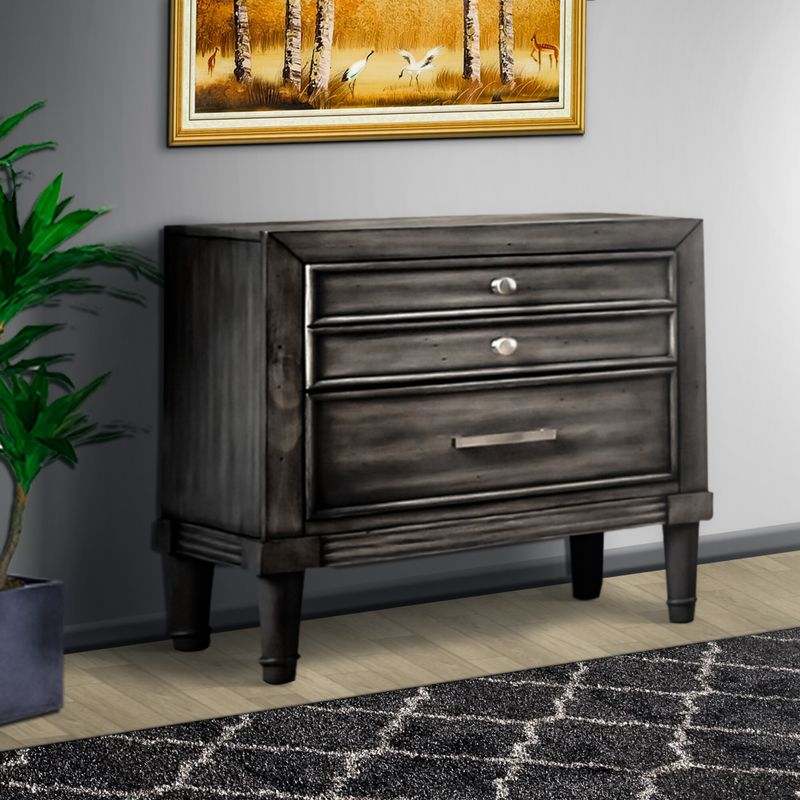Finely Designed Wooden Night stand with drawers, gray - 3-drawer