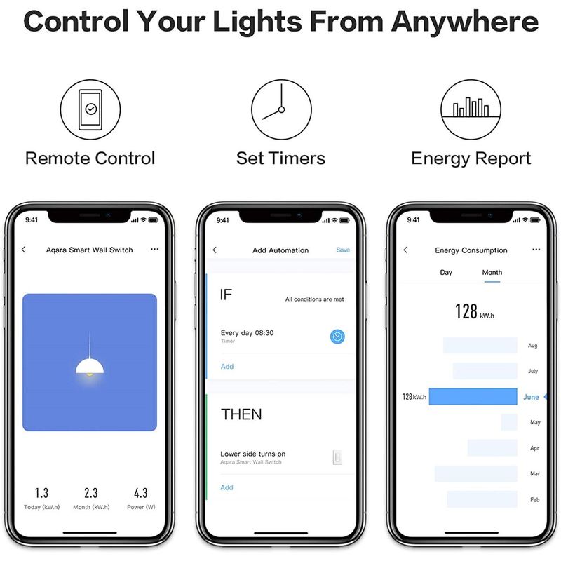 Aqara WS-USC03 Wireless Smart Light Switch with Neutral, Single Rocker