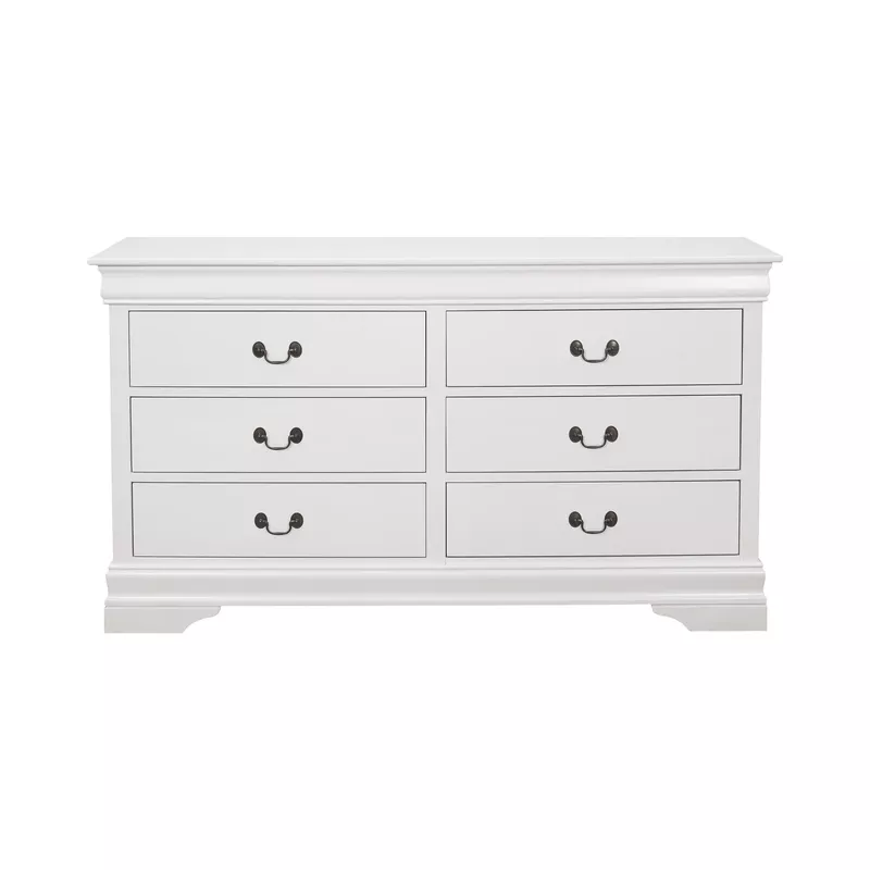 Louis Philippe 6-drawer Dresser White