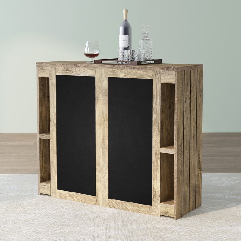 DH BASIC Weathered Oak Home Bar with Chalkboard Menu Signs by Denhour - Weathered Oak