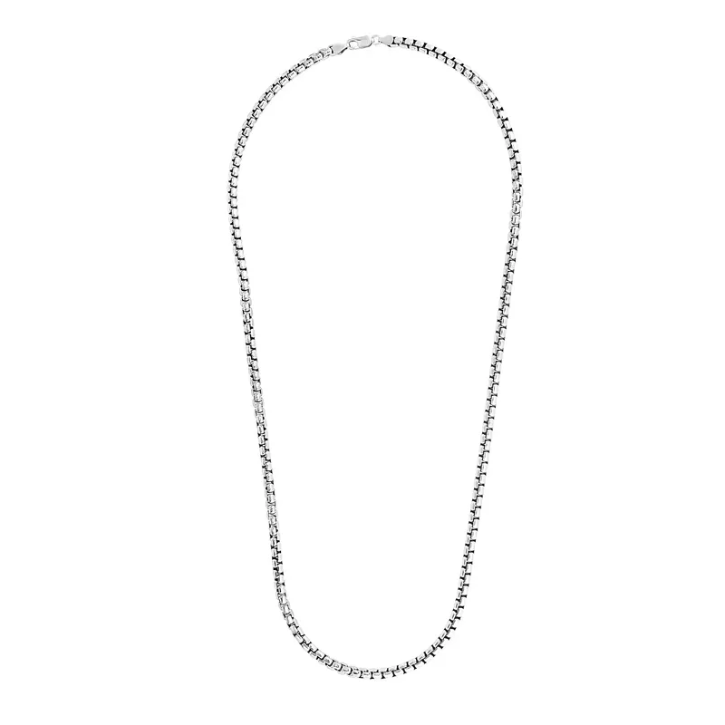 4.4mm Sterling Silver Rhodium Plated Round Box Chain (22 Inch)