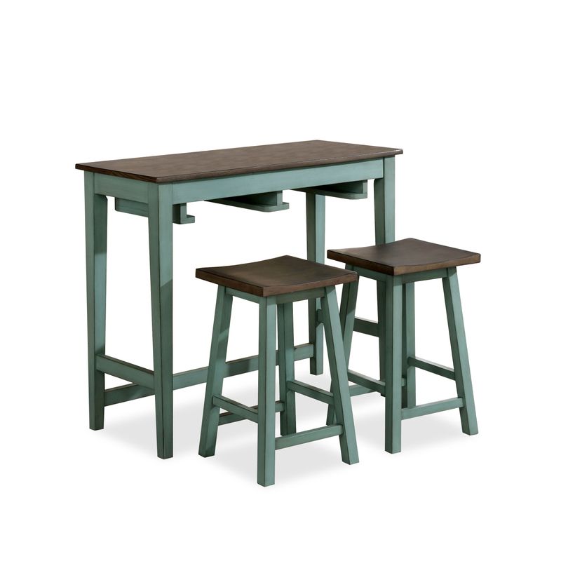 Furniture of America Flaros Transitional 3-piece Bar Table Set - Antique Green