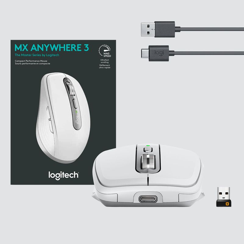 Alt View Zoom 16. Logitech - MX Anywhere 3 Wireless Bluetooth Fast Scrolling Mouse with Customizable Buttons - Pale Gray