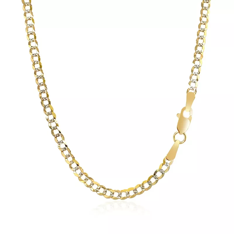 2.6 mm 14k Two Tone Gold Pave Curb Chain (16 Inch)