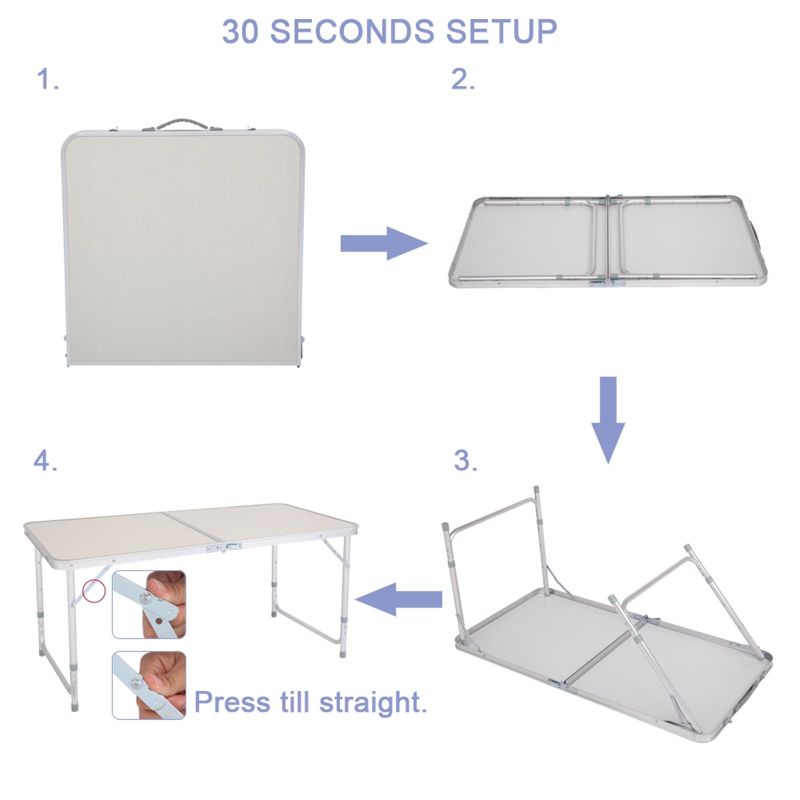 Coutlet 120 x 60 x 70 4Ft Portable Multipurpose Folding Table White - White