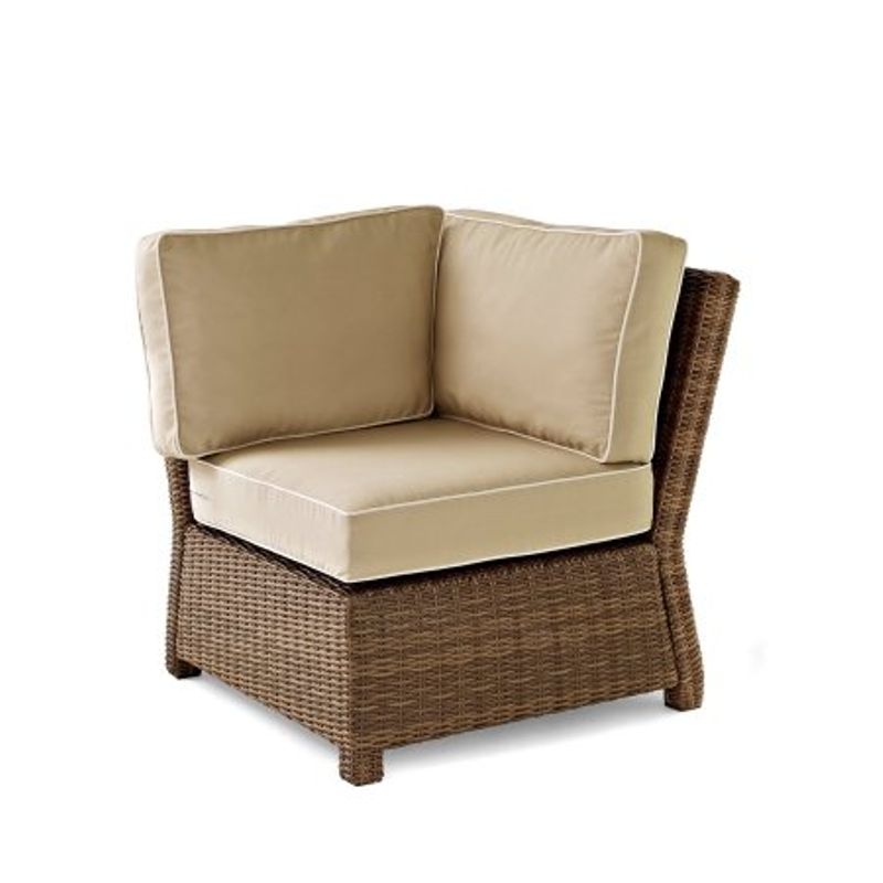 Crosley Furniture Bradenton Outdoor Wicker Sectional Corner Chair with Sand Cushions