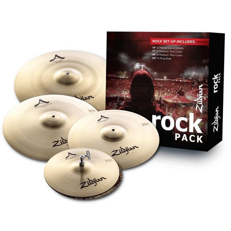 Zildjian Rock Music Cymbal Pack, Includes 14" A Mastersound Hi-Hat Cymbal, 17" A Medium Thin Crash Cymbal, 19" A Medium Thin Crash...