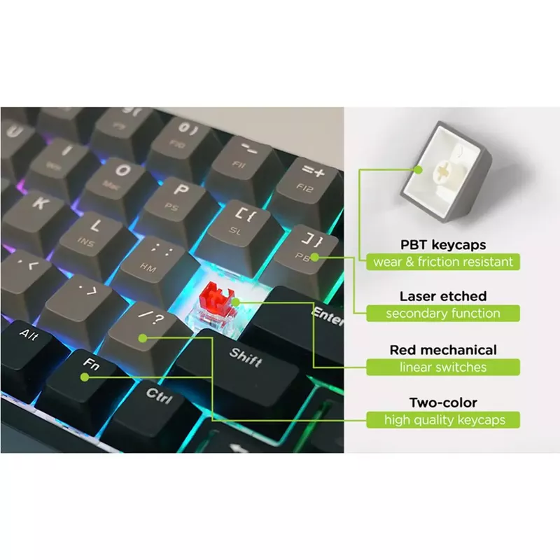 IOGEAR MECHLITE NANO USB/Wireless RGB Mechanical Gaming Keyboard