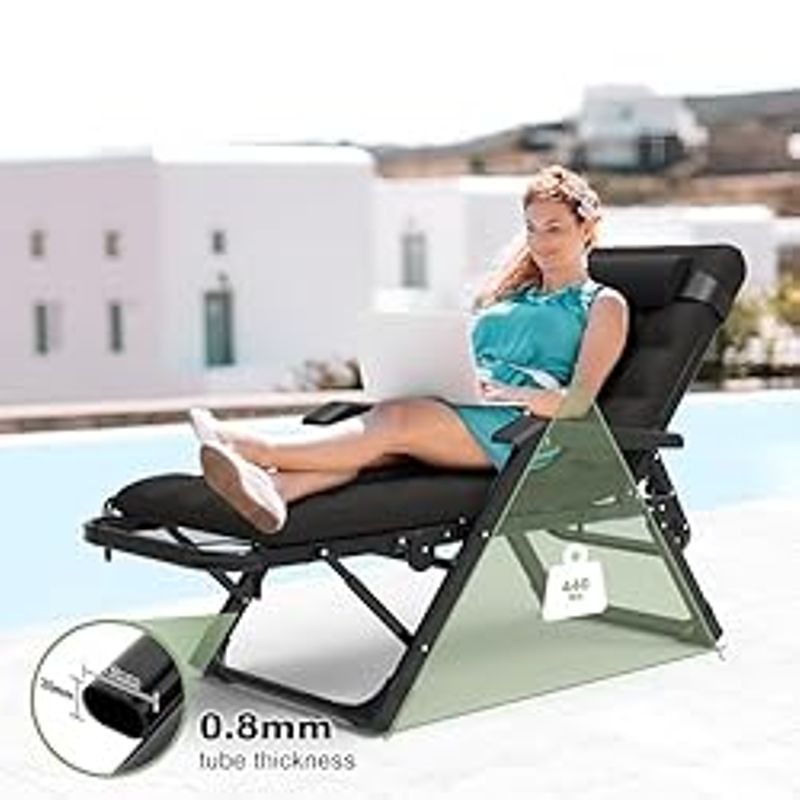 Slendor 3 in 1 Oversized Folding Camping Cot 29in, 6+10 Positions Adjustable XL Patio Chaise Lounge Chair, Sleeping Cots for Adults,...