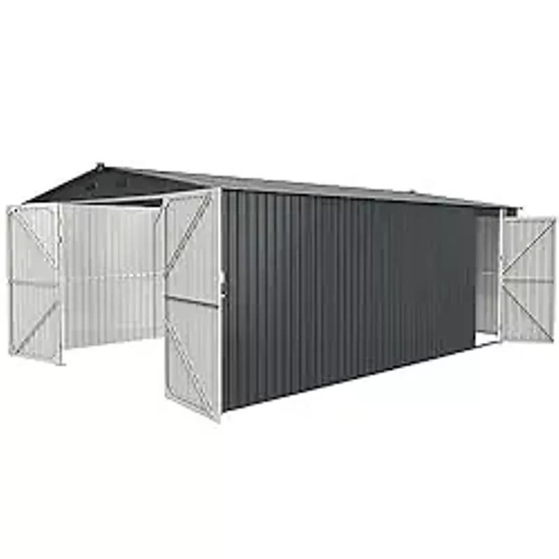 HBRR Outdoor Storage Shed 20x13 FT, Sheds & Outdoor Storage Clearance, Metal Shed Backyard Utility Large Storage Shed with 2 Doors and 4 Vents, for Car, Truck, Bike, Garbage Can, Tool, Lawnmower