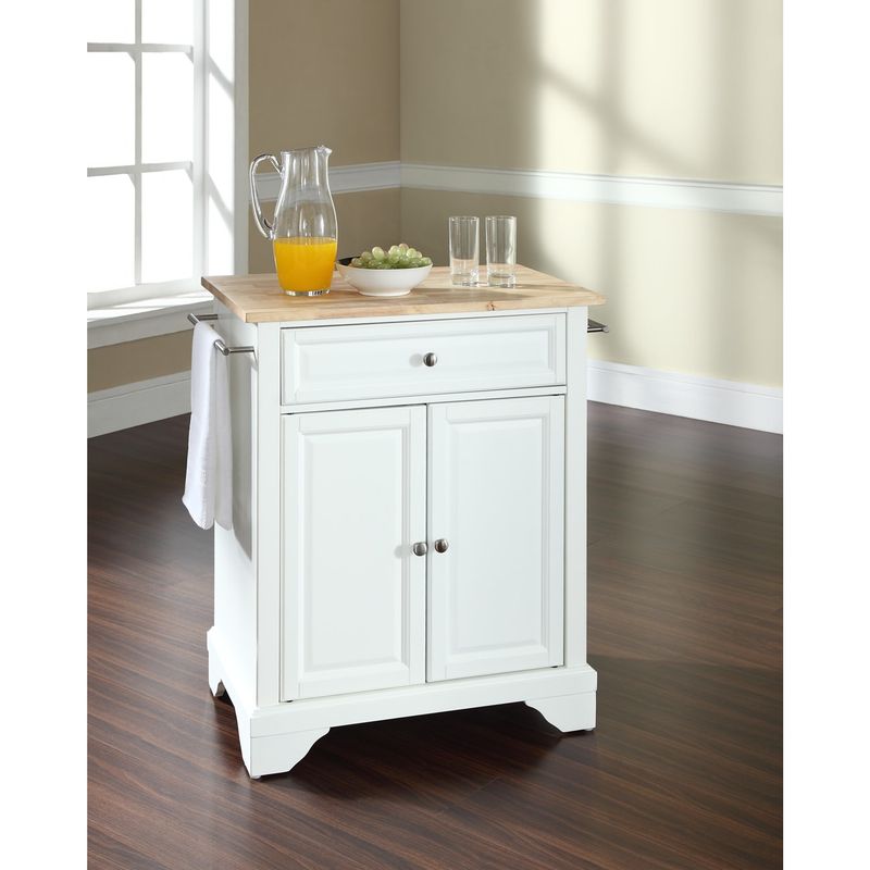 LaFayette Stainless Steel Top Portable Kitchen Island in White Finish - white