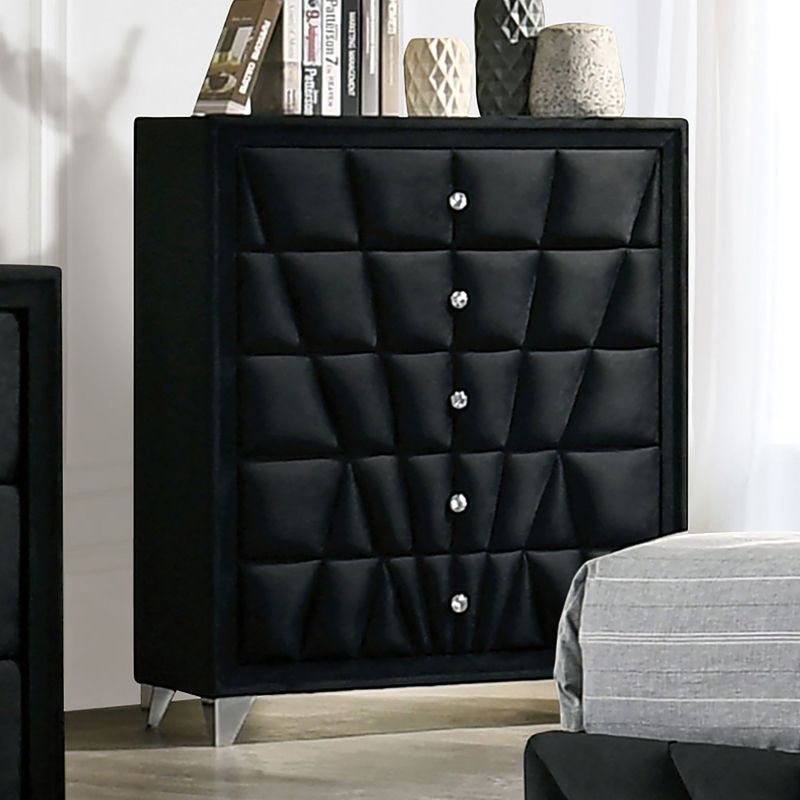 Furniture of America Ambrosia Transitional Black 5-drawer Fabric Chest - Black - 5-drawer