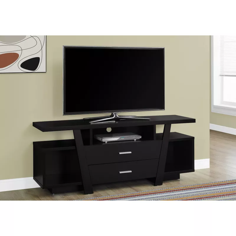 TV Stand/ 60 Inch/ Console/ Media Entertainment Center/ Storage Drawers/ Living Room/ Bedroom/ Laminate/ Brown/ Contemporary/ Modern