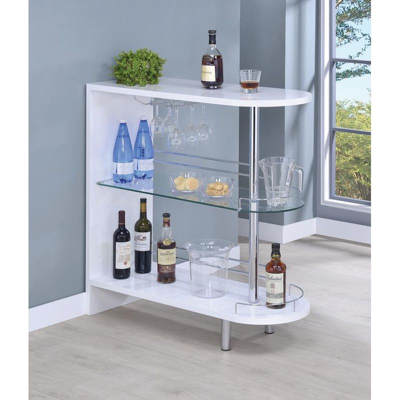 3-tier Bar Unit Glossy White and Clear