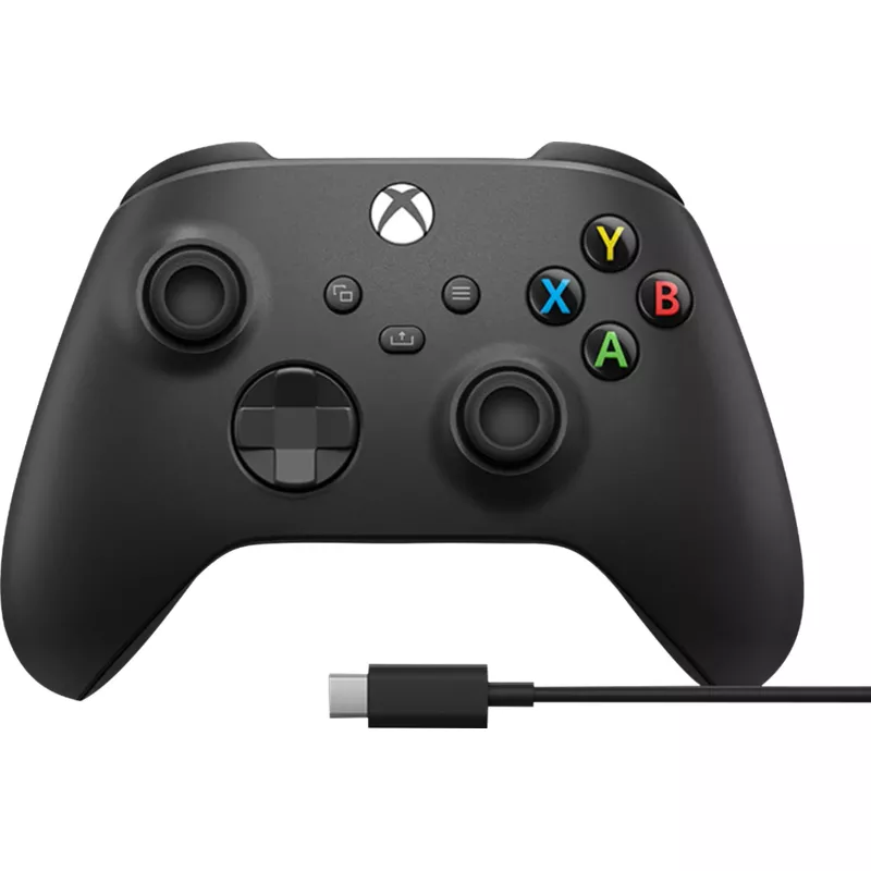Microsoft - Xbox Wireless Controller for Windows Devices, Xbox Series X, Xbox Series S, Xbox One + USB-C Cable - Carbon Black