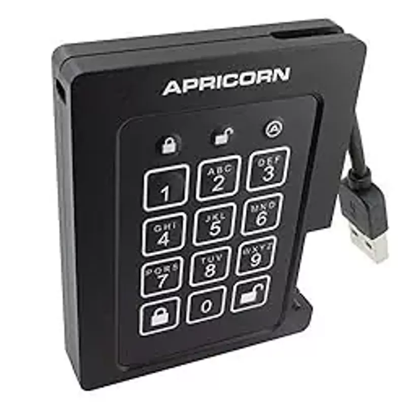 Apricorn 1TB Aegis Padlock SSD 256-Bit, FIPS 140-2 Level 2 Validated Ruggedized USB 3.0 Encrypted External Portable Drive (ASSD-3PL256-1TBF)