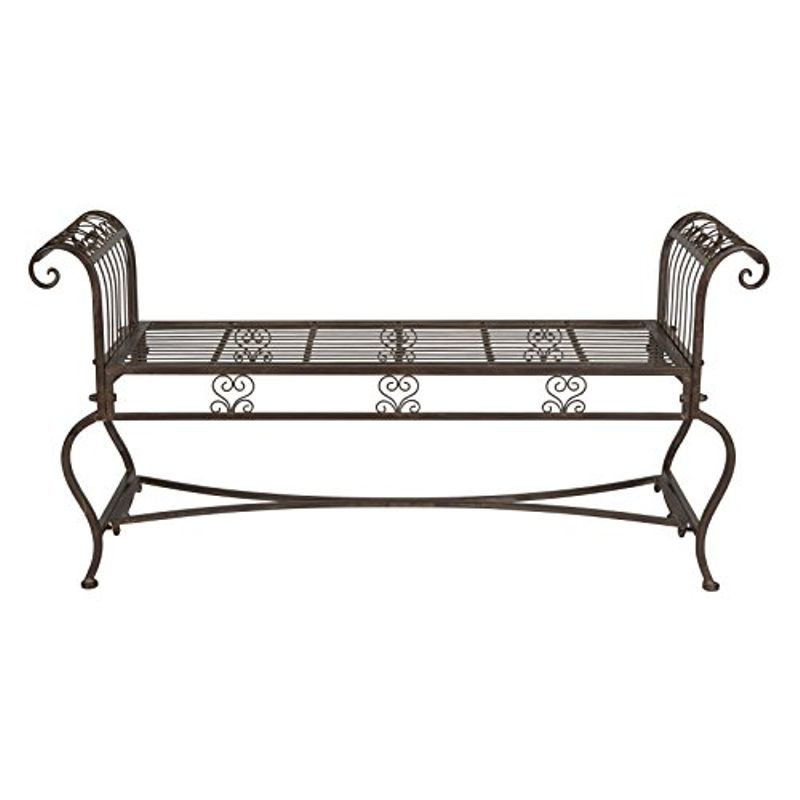 Safavieh Outdoor Collection Brielle Bench, Rustic Brown