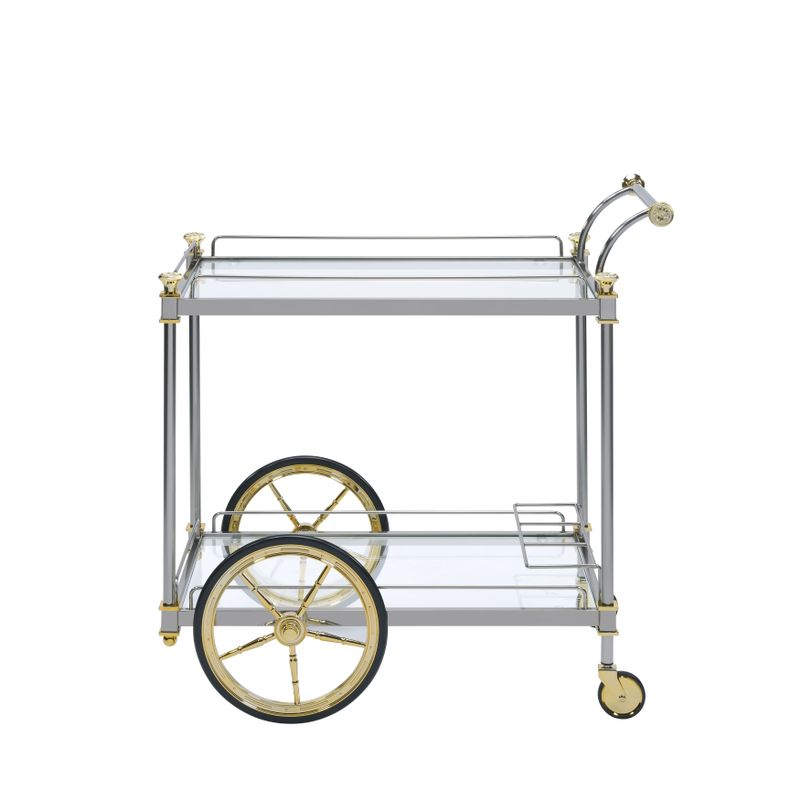 ACME Cyrus Serving Cart in Silver and Clear Glass