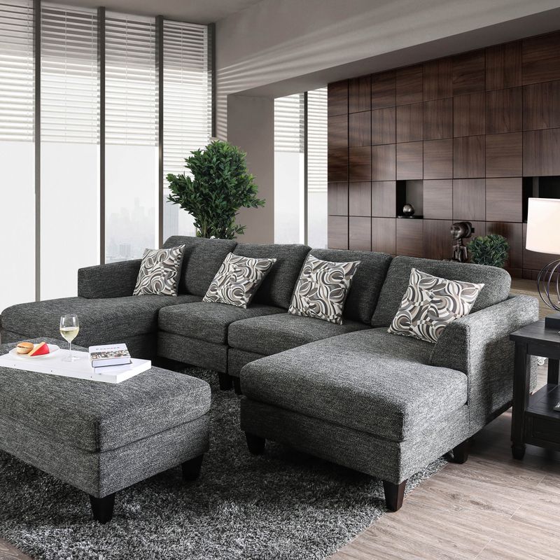 Furniture of America Lauf Modern Grey 4-piece Modular Sectional - Grey
