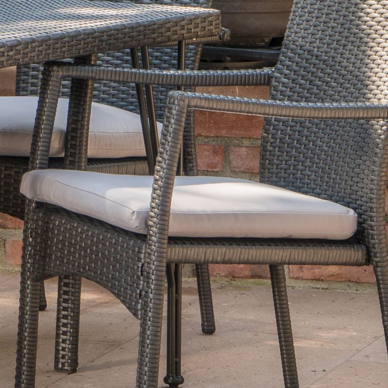 Luka Outdoor 7-Piece Rectangle Wicker Dining Set with Cushions by Christopher Knight Home - Grey + Grey