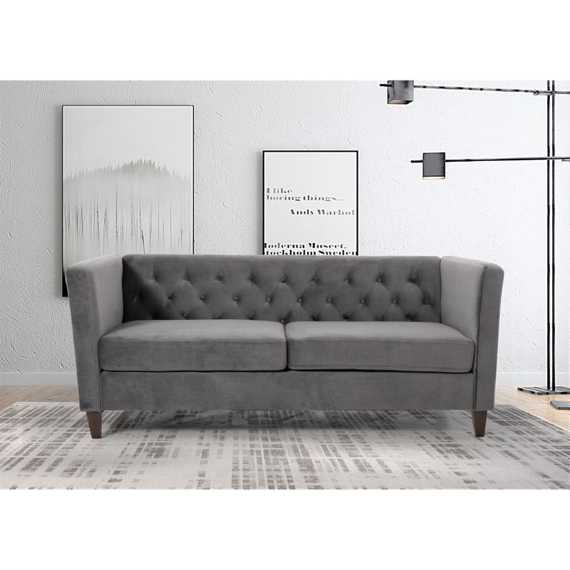 Lisette Velvet 2PCs Living Room Set Sofa & Loveseat - Dark Blue