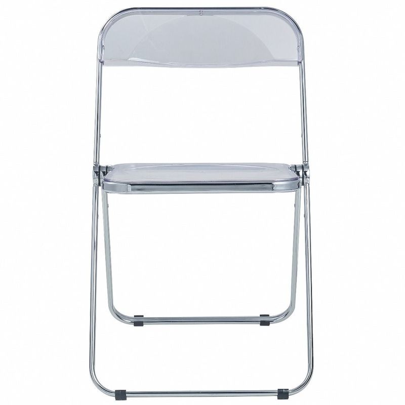 LeisureMod Lawrence Acrylic Folding Chair With Metal Frame - 30" - Transparent Black