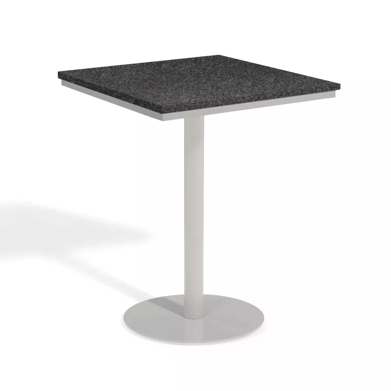 Oxford Garden Travira 32-inch Square Lite-Core Granite Charcoal Bar Table with Powder Coated Steel Frame - Black