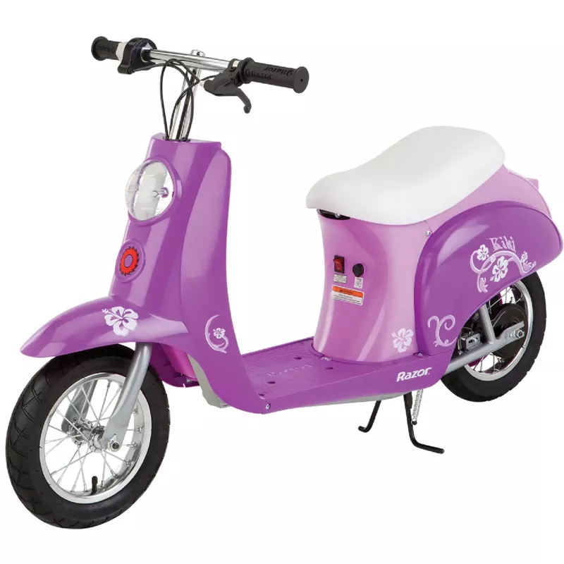 Razor - Pocket Mod Miniature Euro-Style Electric Scooter with up to 40 Minutes Ride Time and 15 mph Max Speed - Purple