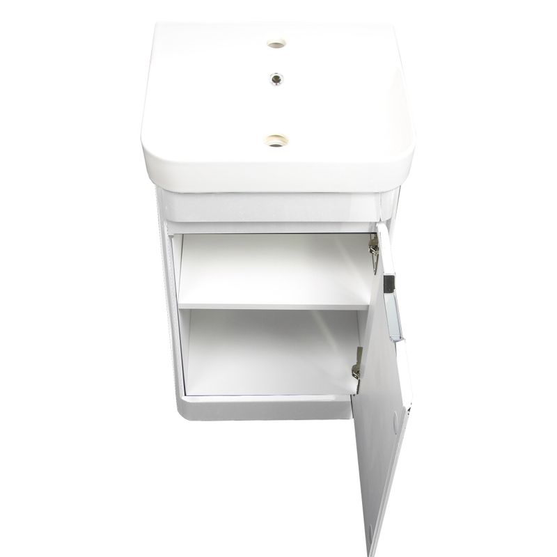 Highpoint Collection White Glossy Modern Floor Vanity Single Door - 19" x 16.5" x 33" - Glossy - White
