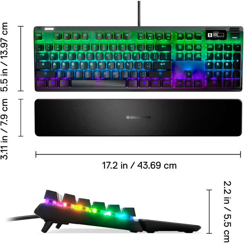 Alt View Zoom 11. SteelSeries - Apex Pro Full Size Wired Mechanical OmniPoint Adjustable Actuation Switch Gaming Keyboard with RGB Backlight