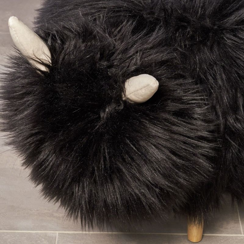 Levi Furry Yak Ottoman by Christopher Knight Home - Black