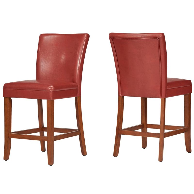 Parson Classic Upholstered Counter Height High Back Chairs (Set of 2) by iNSPIRE Q Bold - Red Faux Leather